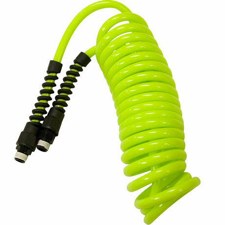 Flexzilla ZillaGreen 1/4" MNPT Fittings Polyurethane Recoil Hose - 1/4" x 15'