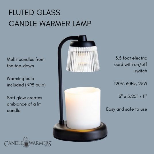 Candle Warmers Fluted Glass Black Candle Warmer Lamp