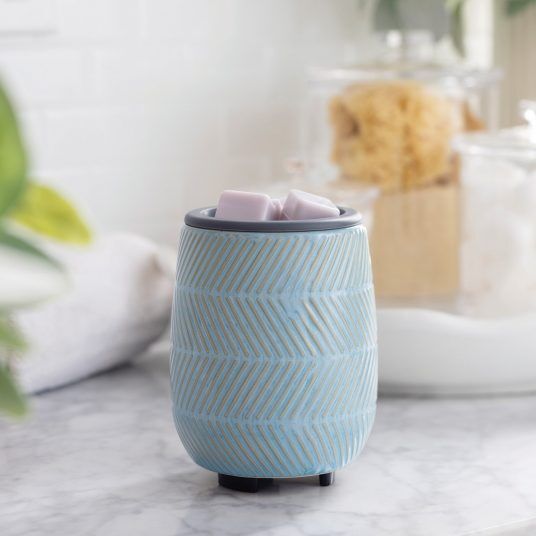 Candle Warmers Blue Herringbone Flip Dish Fragrance Warmer
