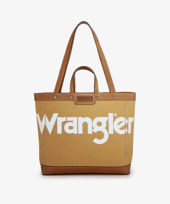 Montana West Wrangler Leather Trim Canvas Tote Bag