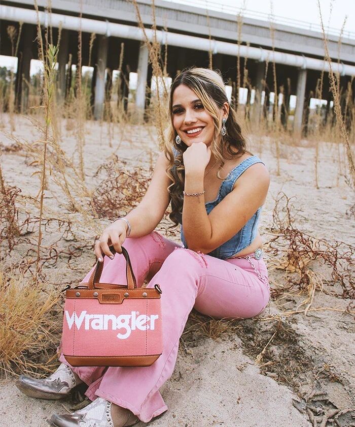 Montana West Wrangler Leather Trim Canvas Crossbody Bag