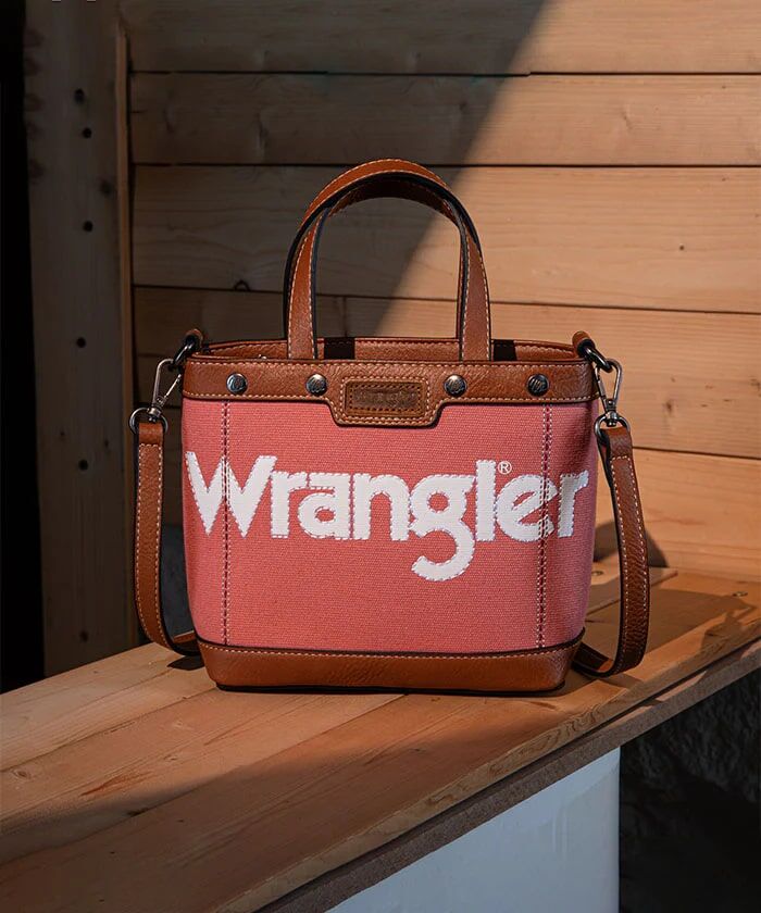 Montana West Wrangler Leather Trim Canvas Crossbody Bag