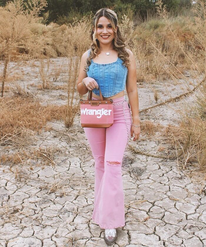 Montana West Wrangler Leather Trim Canvas Crossbody Bag