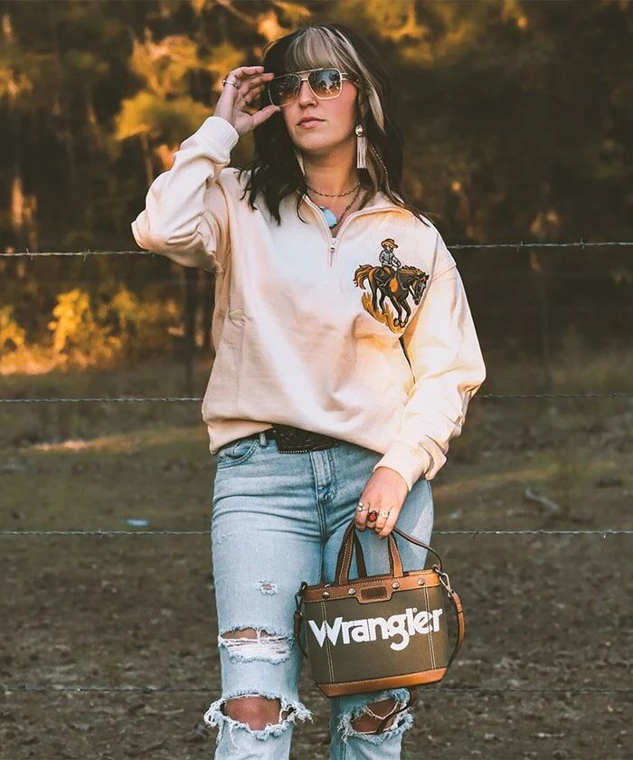 Montana West Wrangler Leather Trim Canvas Crossbody Bag