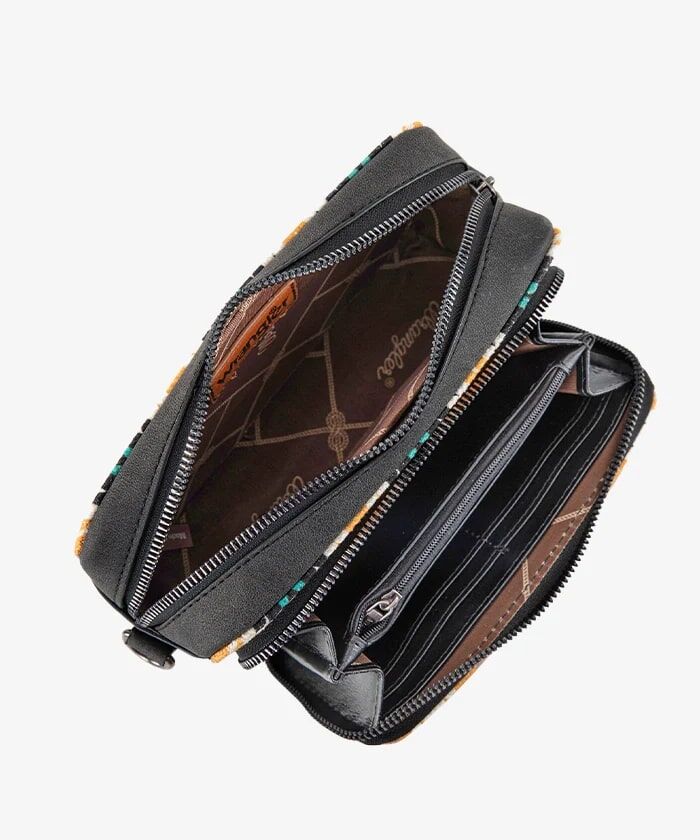 Montana West Wrangler Southwestern Pattern Dual Sided Print Crossbody Purse