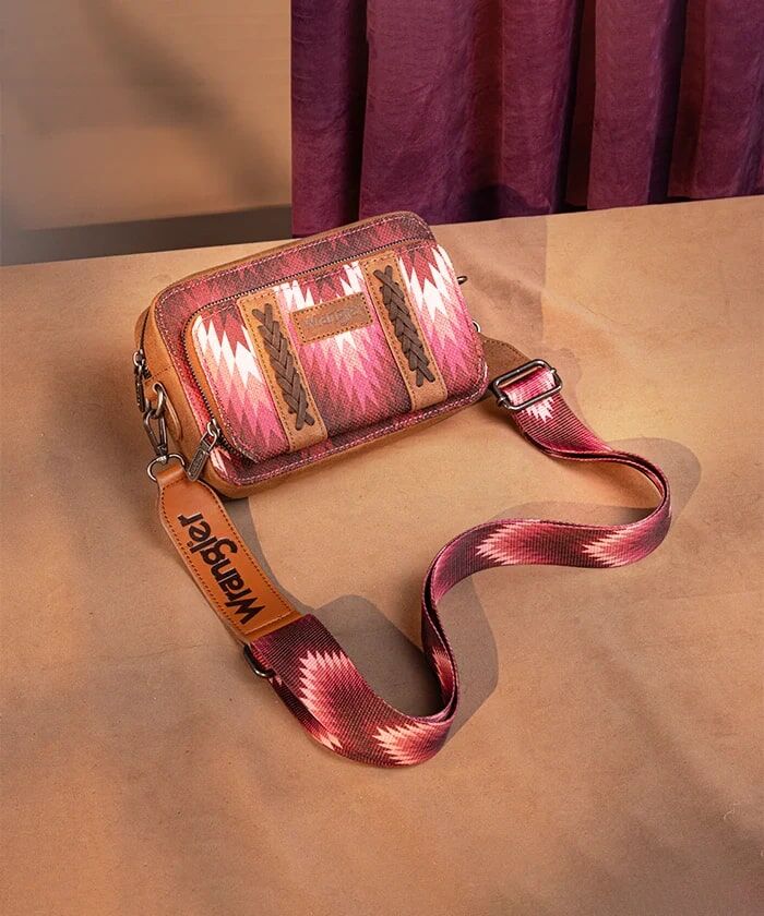 Montana West Wrangler Southwestern Pattern Dual Sided Print Crossbody Purse