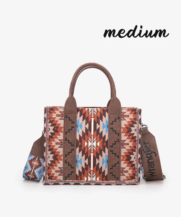 Montana West Wrangler Aztec Print Whipstitch Canvas Tote