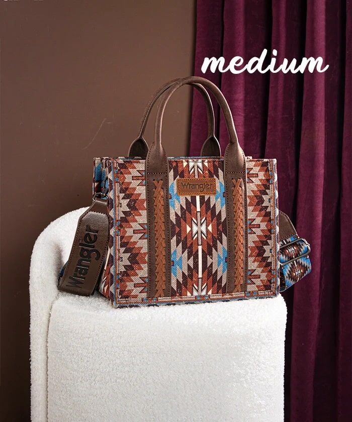 Montana West Wrangler Aztec Print Whipstitch Canvas Tote