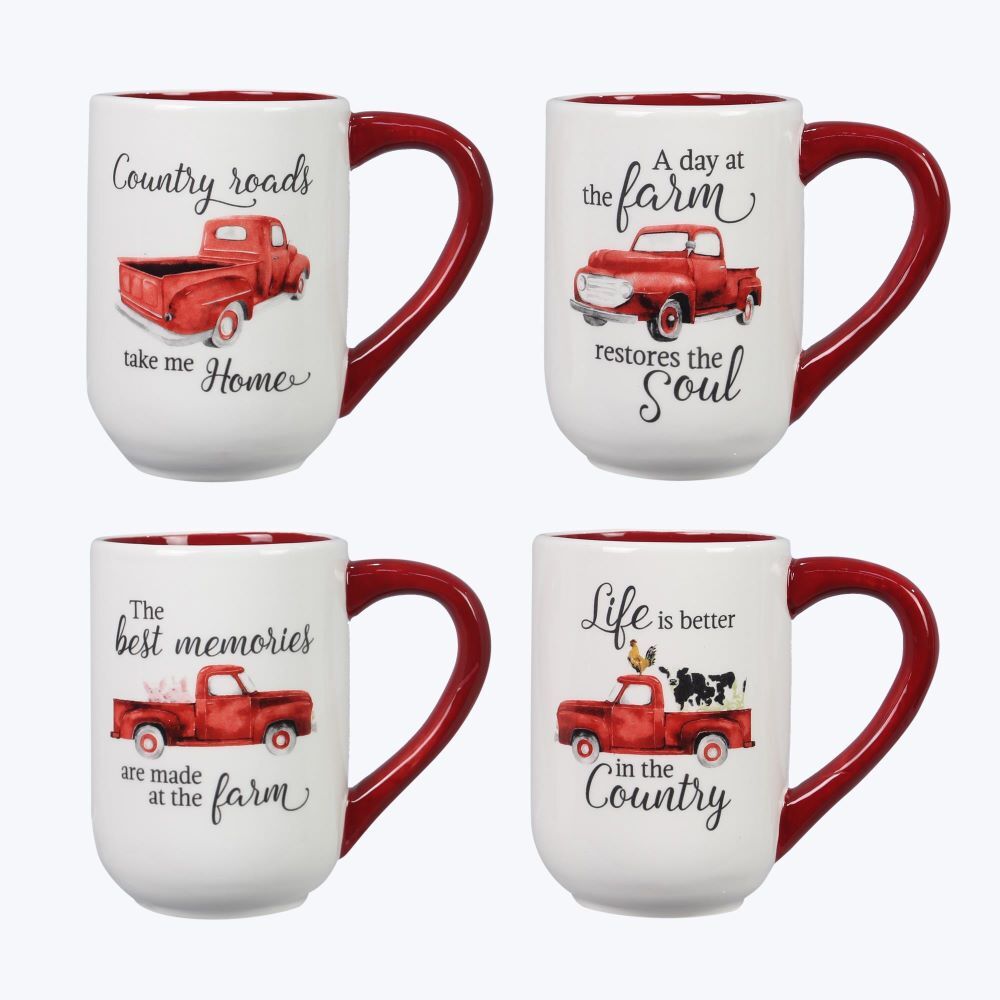 Young's Inc Ceramic Red Truck Mug Assortment