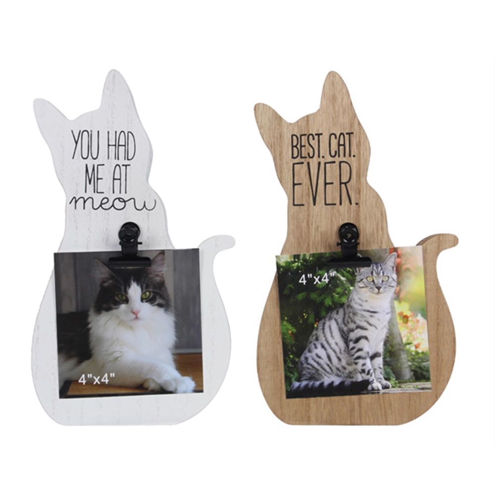 Young's Inc Wood Cat Photo Frame with Clip Assortment