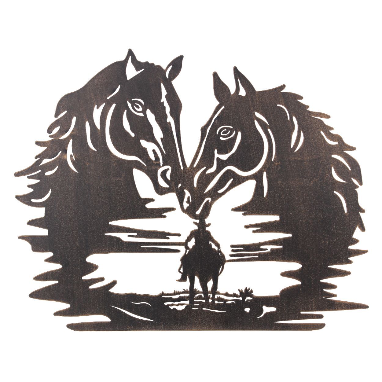 Young's Metal Laser Cut Cowboy Dreaming of Horses Wall Art
