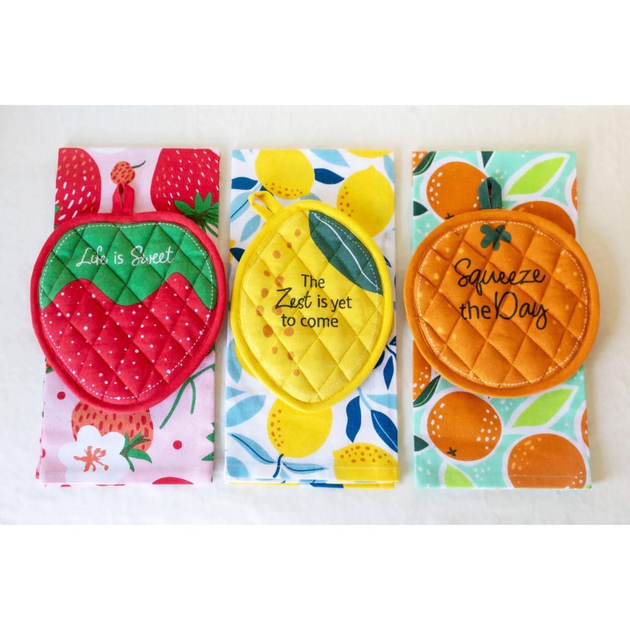 Young's Cotton Fruit Designs Tea Towel & Oven Mitt Assortment