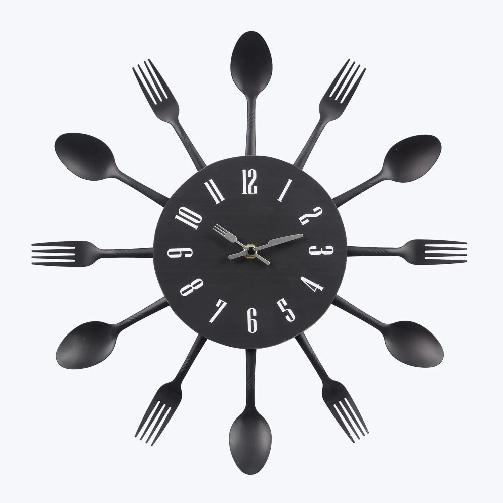 Young's Inc Metal Fork and Spoon Wall Clock