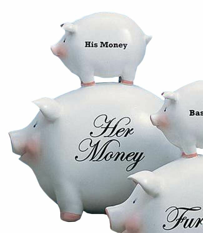 Young's His And Her Money Pig Bank - White