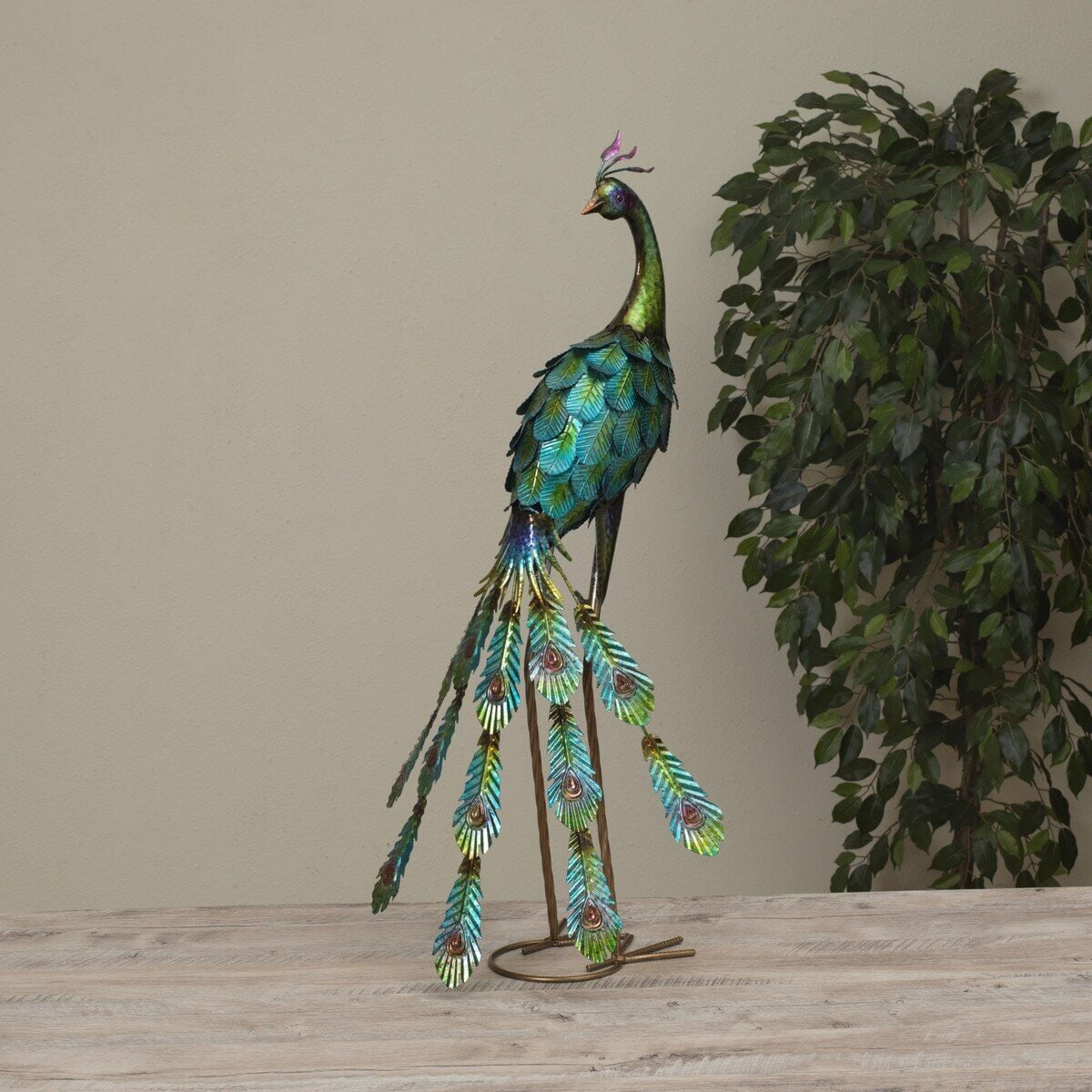 Gerson Metal Peacock Figurine With Ground Stake, 30 in.