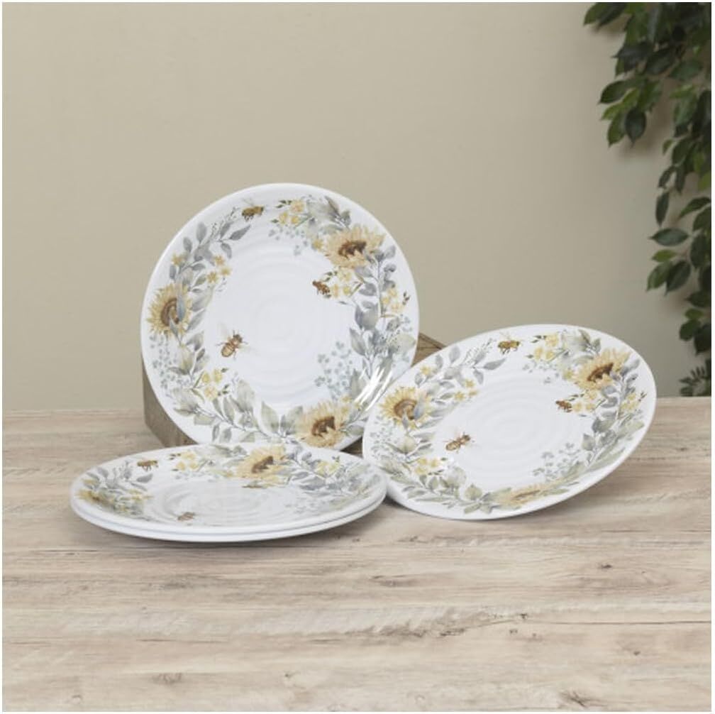 Gerson Bee Design Plates, 10 1/2-In, 4-Pk