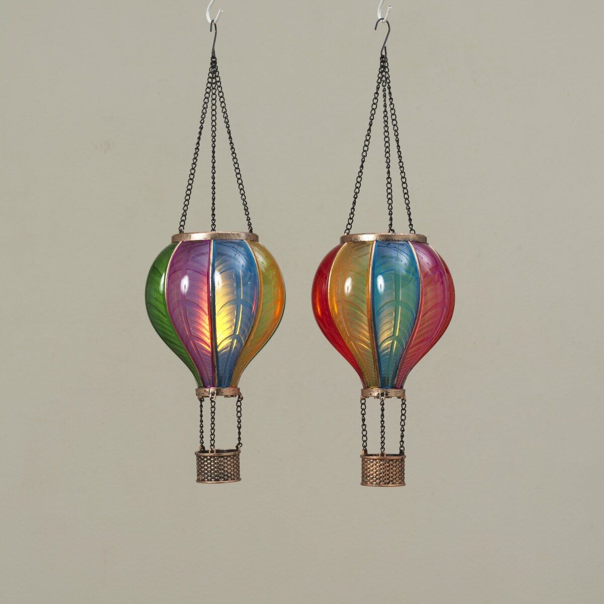 Gerson Solar Lighted Fire Glow Hot Air Balloon Lantern Assortment, 17.72-In