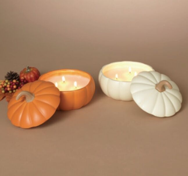 Gerson Ceramic Harvest Pumpkin Spice Wax Jar Candle Assorted Colors, 4 in.