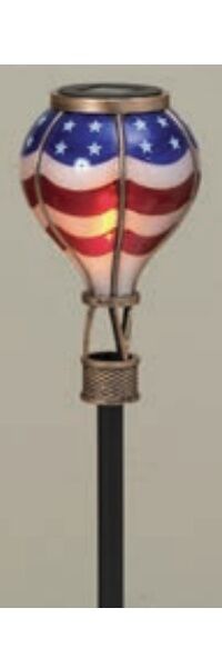 Gerson Solar Fire Glow Lighted Americana Hot Air Balloon Stake, 22.5 in.
