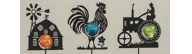 Gerson Solar Lighted Metal Farm Design Yard Stake Assorted Styles, 24 in.