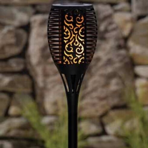 Gerson Black Solar Fireglow Stake Garden Torch, 43-In