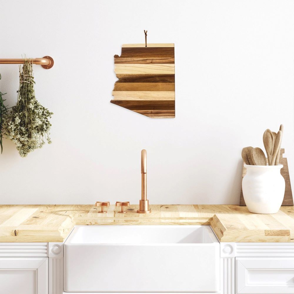 Totally Bamboo Rock & Branch Shiplap Series Arizona State Shaped Wood Serving and Cutting Board