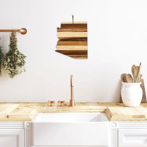 Totally Bamboo Rock & Branch Shiplap Series Arizona State Shaped Wood Serving and Cutting Board