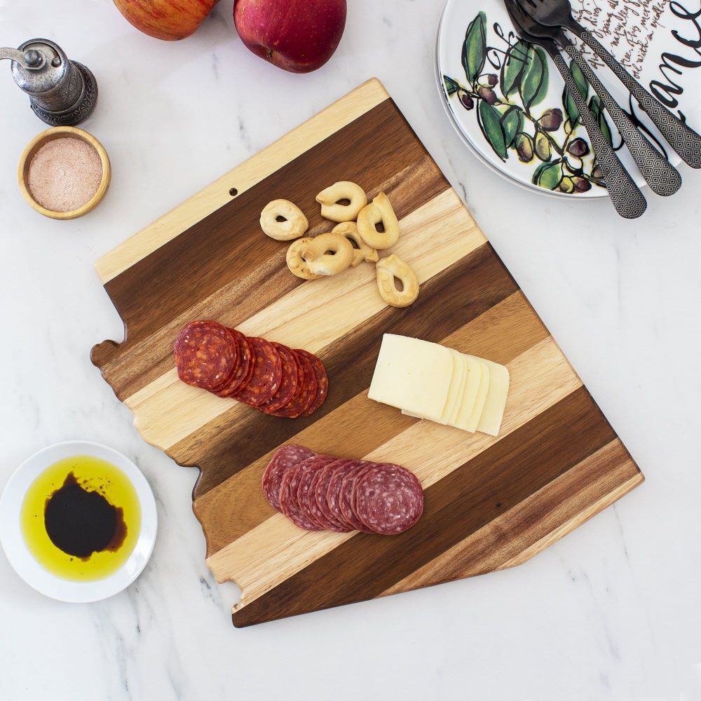 Totally Bamboo Rock & Branch Shiplap Series Arizona State Shaped Wood Serving and Cutting Board