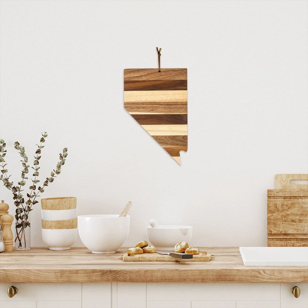 Totally Bamboo Rock & Branch Nevada State Shaped Wood Serving and Cutting Board