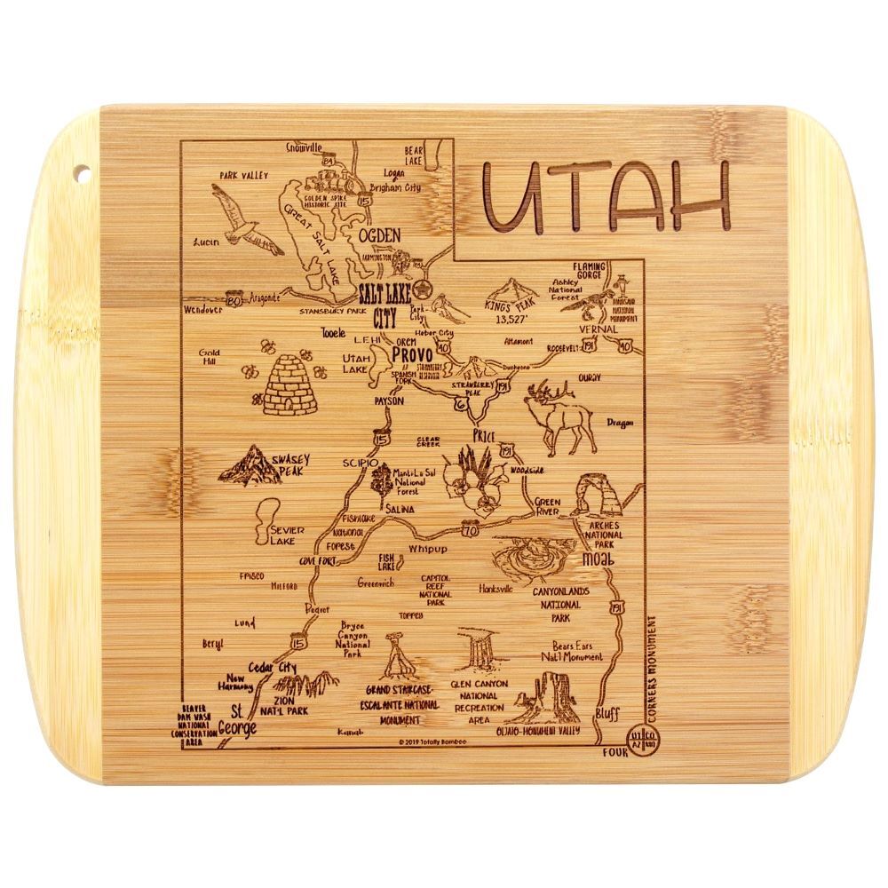 Totally Bamboo A Slice of Life Utah Serving and Cutting Board, 11-In x 8-3/4-In