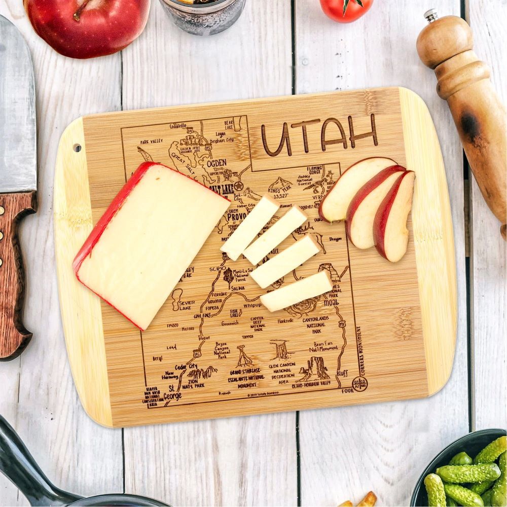 Totally Bamboo A Slice of Life Utah Serving and Cutting Board, 11-In x 8-3/4-In