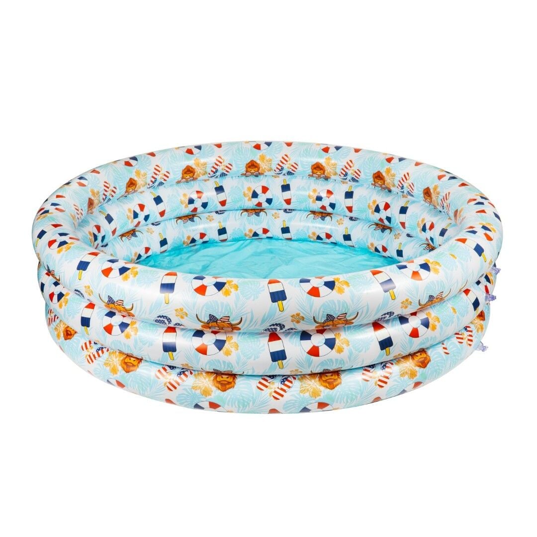 Sutton Home Fashions Highland Cow Inflatable Pool & Accessories Set, 4-Pk