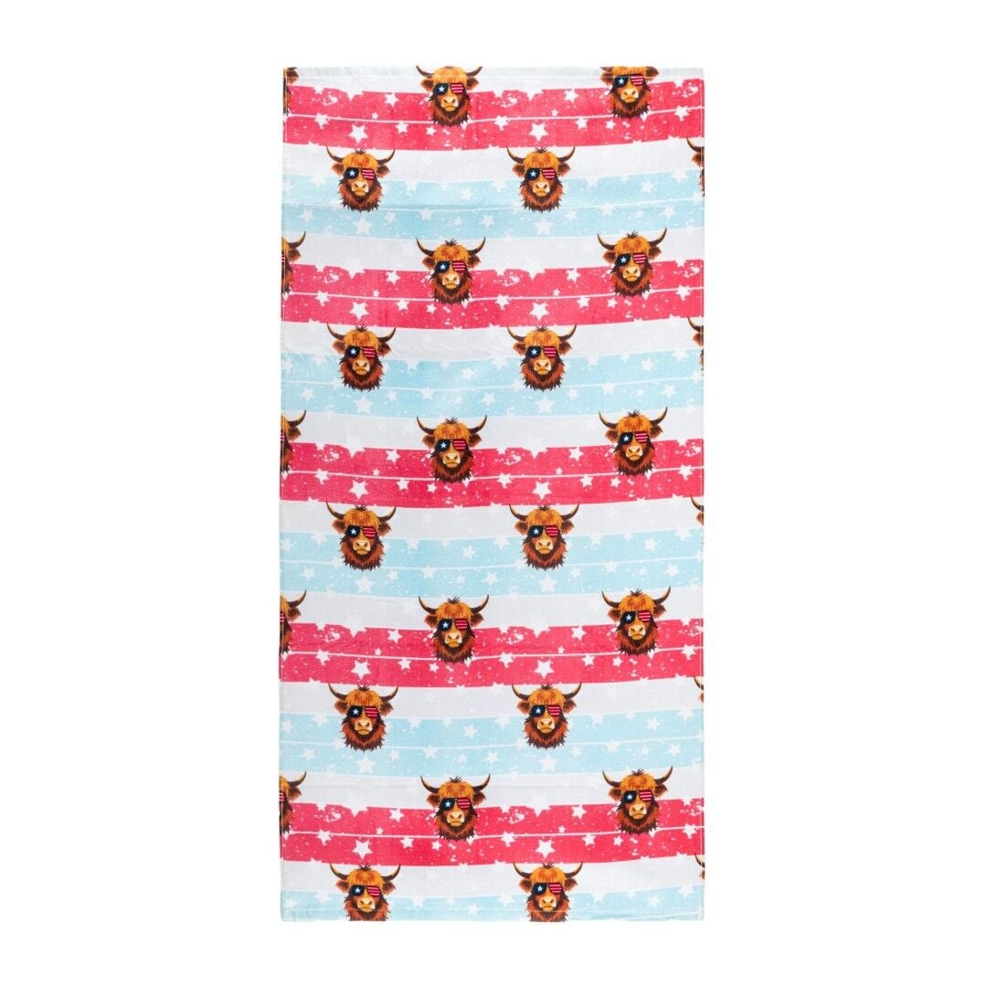 Sutton Home Fashions Americana Cow Beach Towel, 30 in. x 60 in.