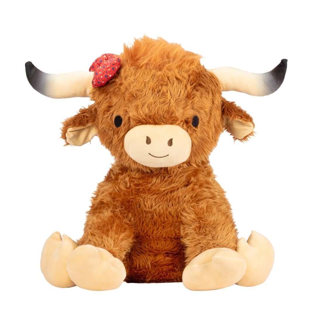 Sutton Home Fashions Oversized Americana Highlander Cow Girl Plush Toy, 36 in.