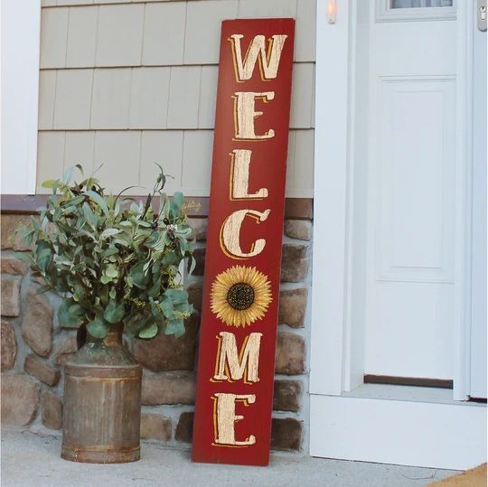 Porch Boards "Welcome" Sunflower Porch Board