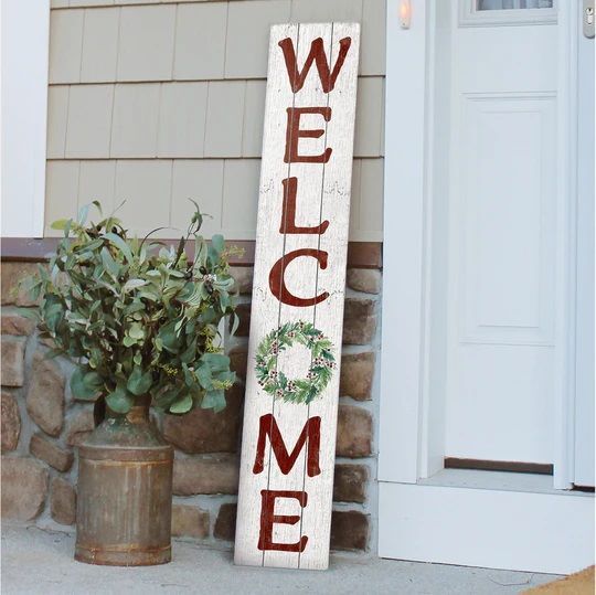 Porch Boards "Welcome" Wreath Christmas Porch Board