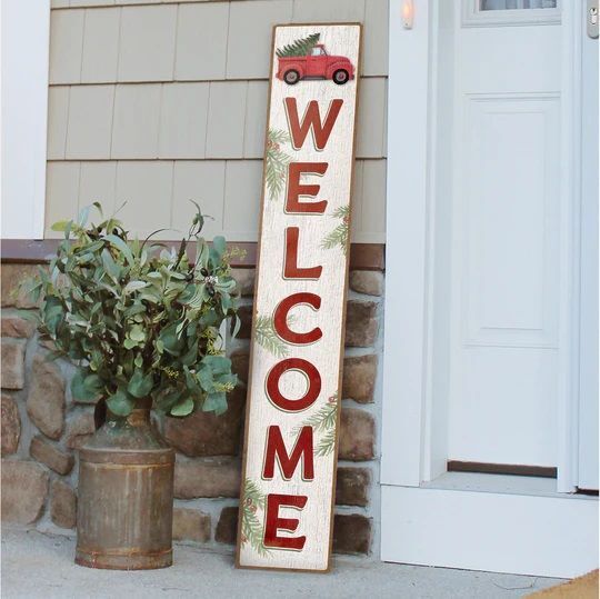 Porch Boards "Welcome" Christmas Truck with Tree Porch Board