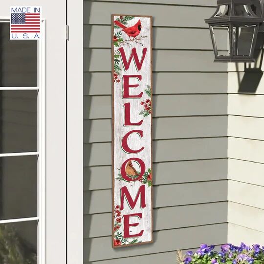 My Word! "Welcome" Christmas Cardinals Porch Board
