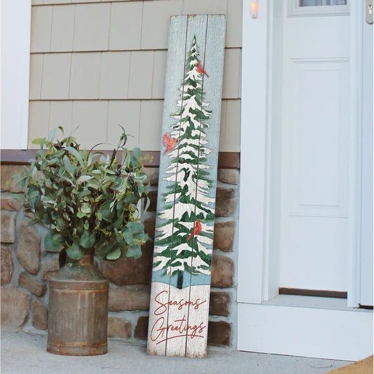 Porch Boards "Seasons Greetings" with Tree and Cardinals Porch Board