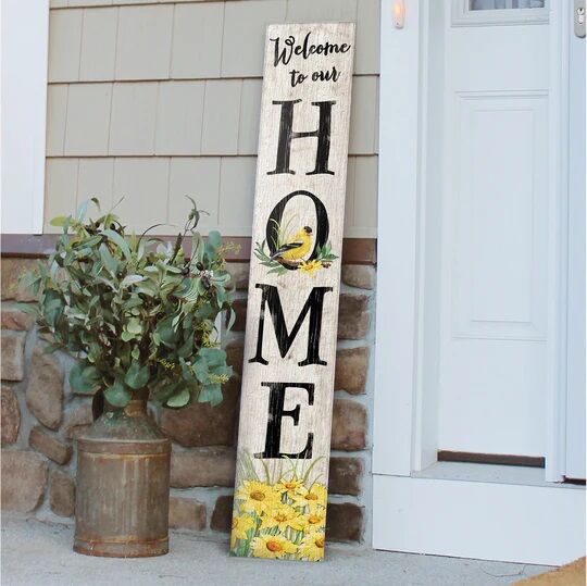 My Word! "Welcome to our Home" Goldfinch Porch Board