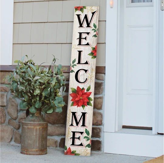 Porch Boards "Welcome" with Pointsettia Porch Board