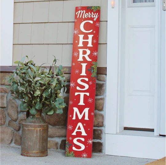 Porch Boards "Merry Christmas" with Snowflakes Porch Board 