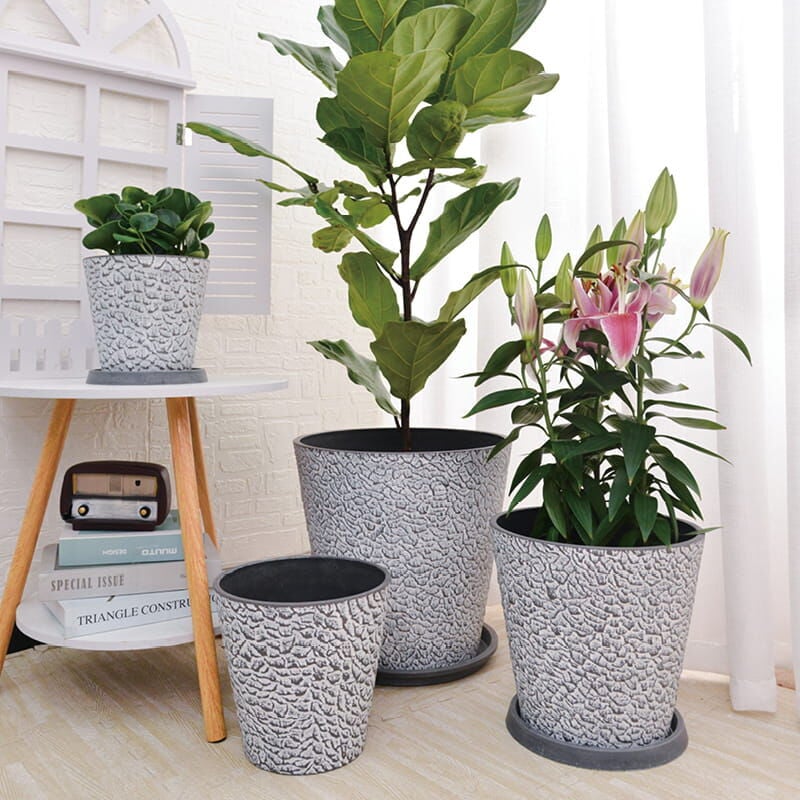 GreenShip Tall Cone Gravel Planter Taupe, 12-In