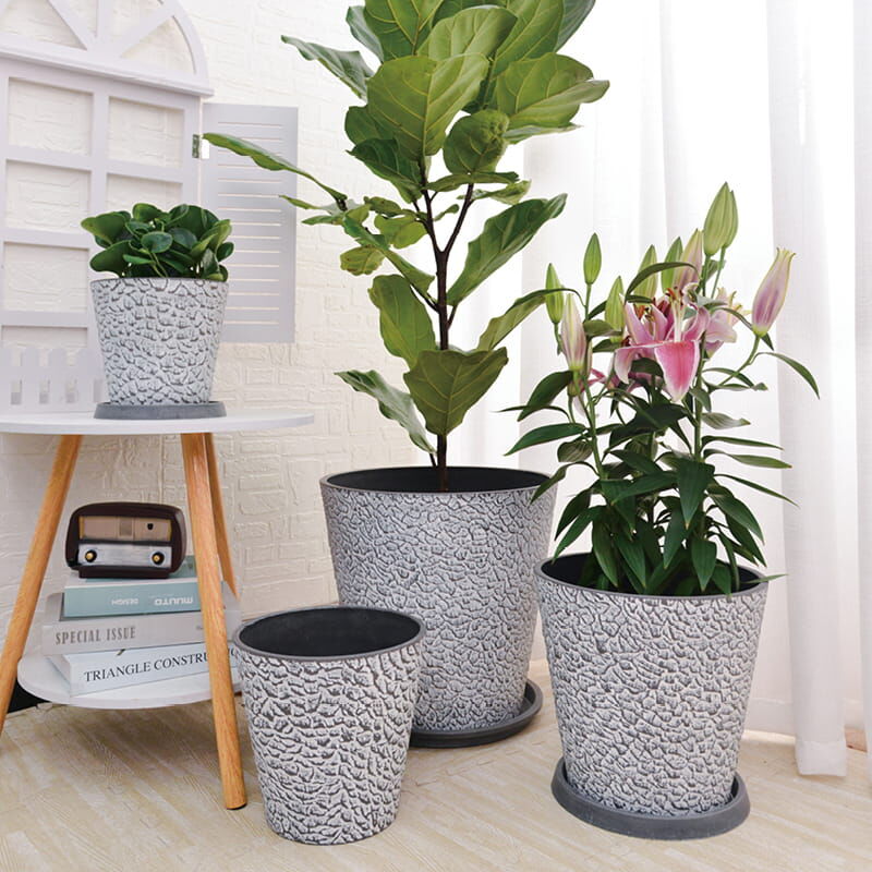 GreenShip Tall Cone Gravel Planter Taupe, 16-In