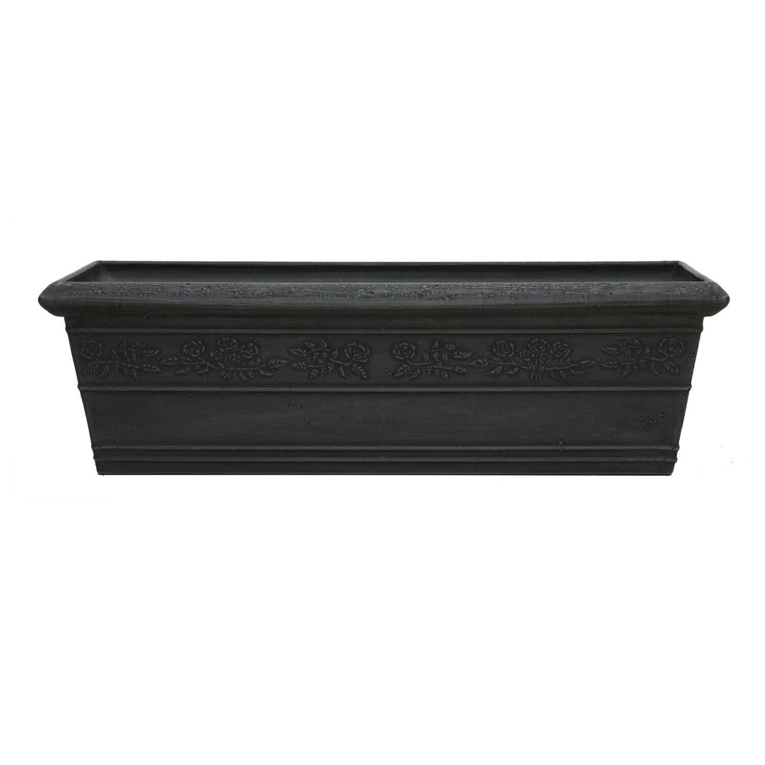 GreenShip Garden Classic Heavy Rim Long Large Charcoal Box Planter, 23-In