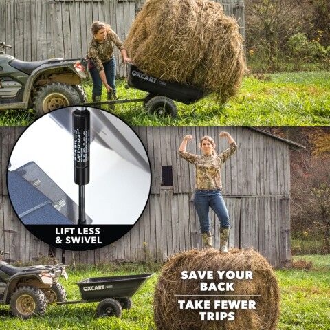 OxCart PRO-Grade Crewman Lift-Assist & Swivel Dump Cart W Run-Flat ATV-Grade MAG Tires, 15-17-Cu Ft