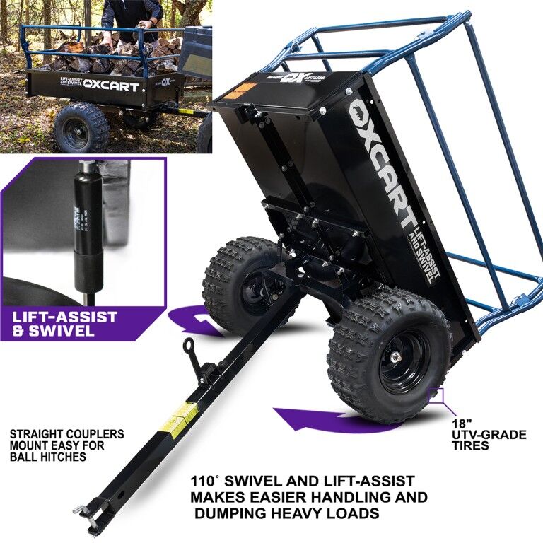 Territory 1750-Lb Mesh-Free ATV Lift-Assist & Swivel Utility Dump Trailer, 25-Cu Ft