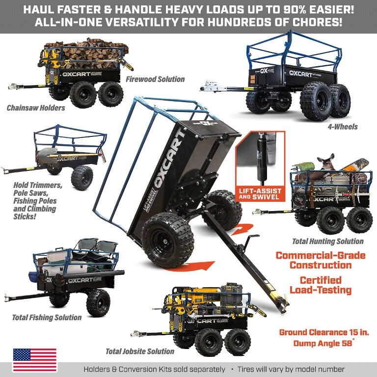 Territory 1750-Lb Mesh-Free ATV Lift-Assist & Swivel Utility Dump Trailer, 25-Cu Ft