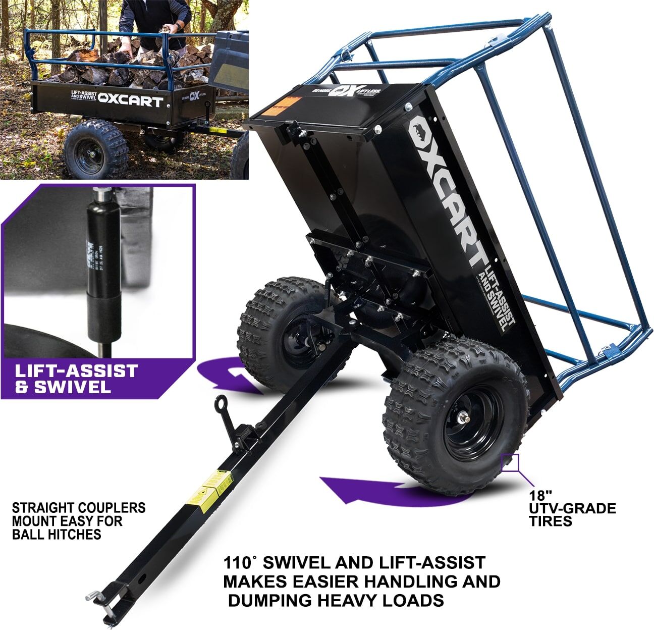 OxCart Territory 1750-Lb Mesh-Free ATV Lift-Assist And