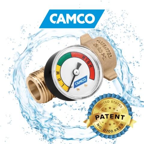 Camco RV Brass Water Pressure Regulator With Gauge